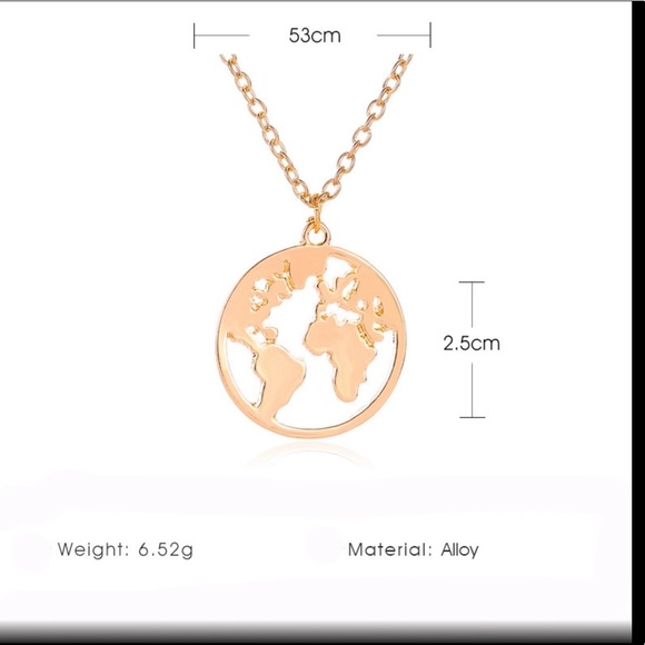 World Map Silver Necklace - Picture 3 of 5